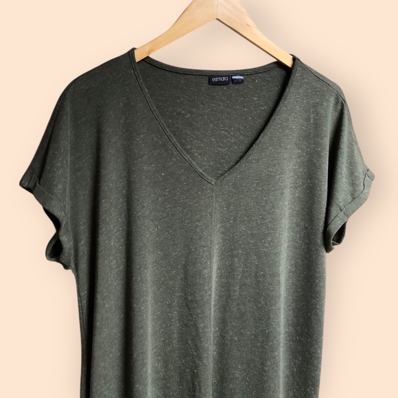 Esmara Linen Blend Green Woven T-shirt Dress Lightweight Minimalist Women’s L - Picture 2 of 11